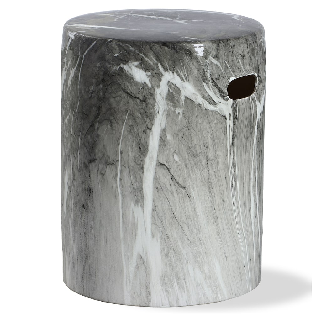 Marvel Ceramic Outdoor Garden Stool - 17" - Black and White