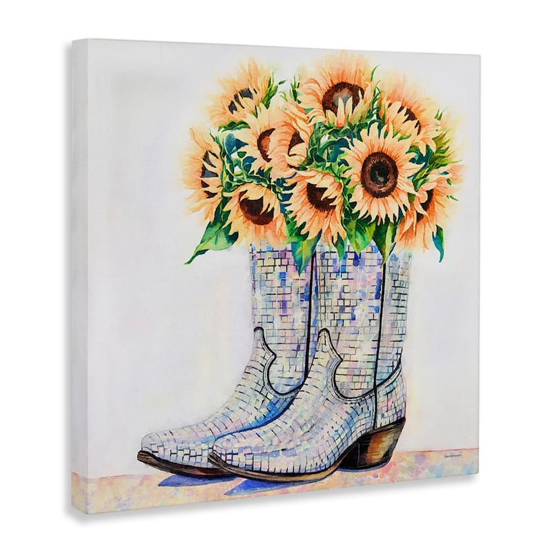 Stupell Sunflower Filled Cowgirl Boots Canvas Wall Art Design By Amanda Greenwood