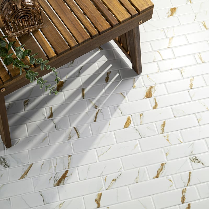 Ackland AKM-P-2X6SWM-CA 12" x 12" Porcelain Brick Floor and Wall