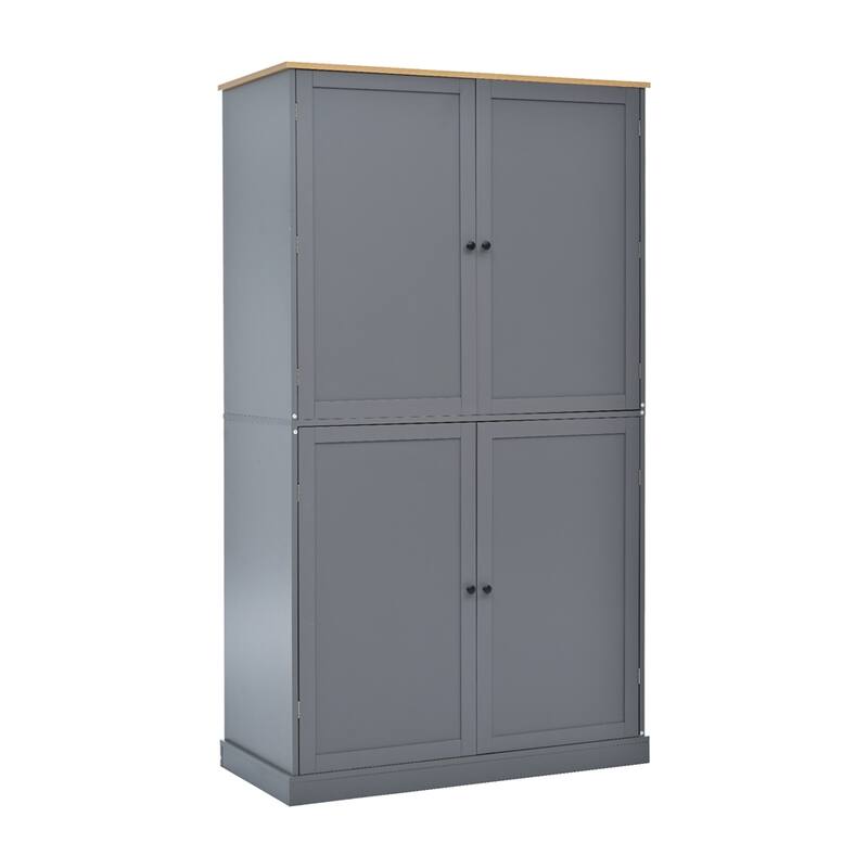 Freestanding Kitchen Pantry w/ Drawer, Adjustable Shelves,Door Shelves