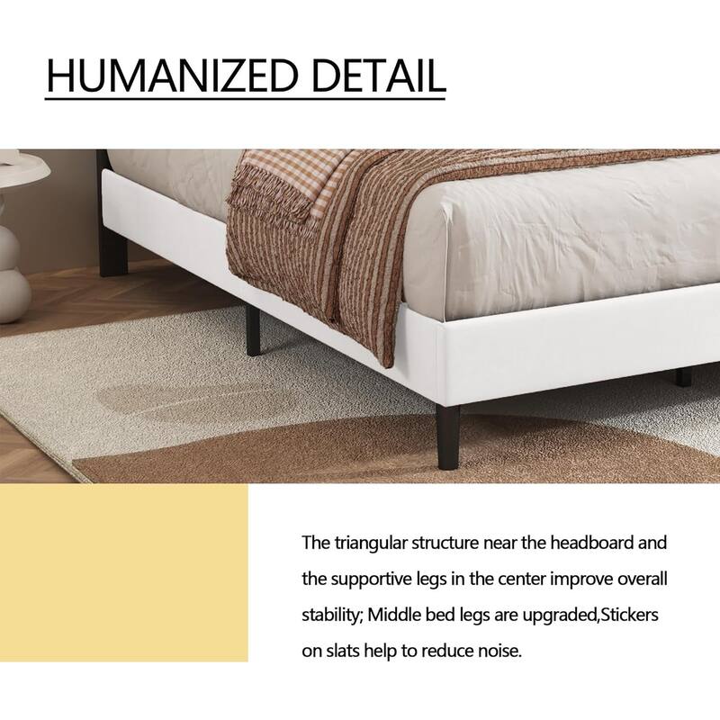 alazyhome Upholstered Platform Bed Frame with Button Tufting Headboard