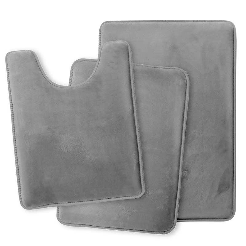 Clara Clark Ultra Soft Plush Bathroom Rug - Non-Slip, Velvet, Memory Foam Bath Mat - Set of 2