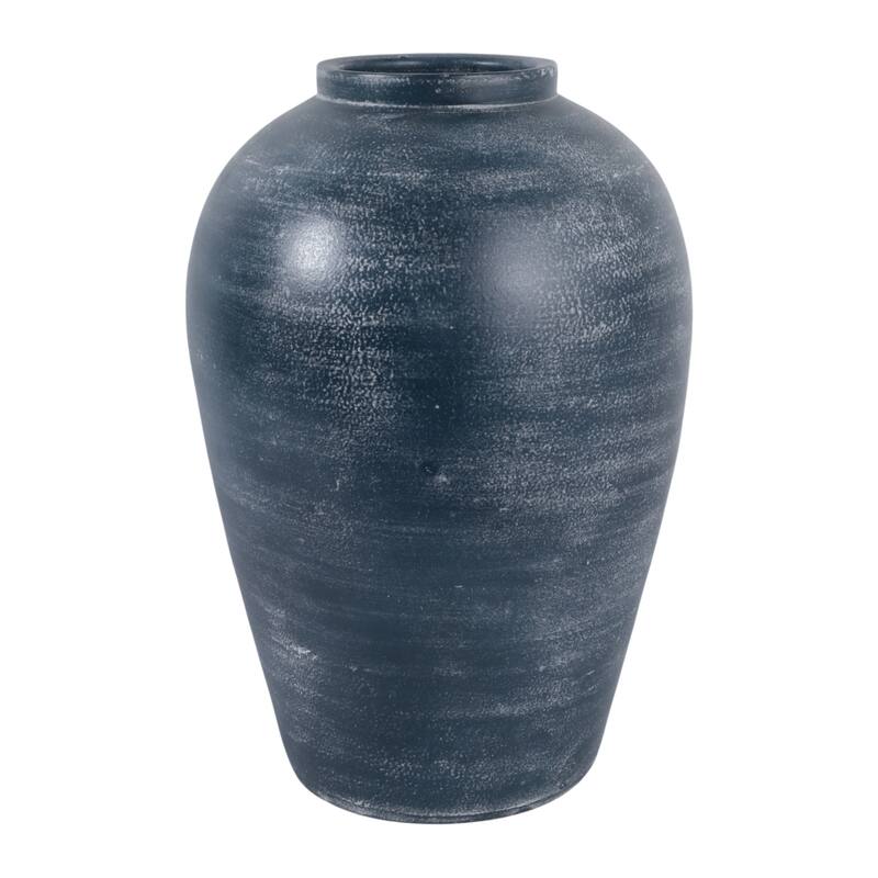 Textured Terracotta Vase with Distressed Finish - Tall Flower Vase