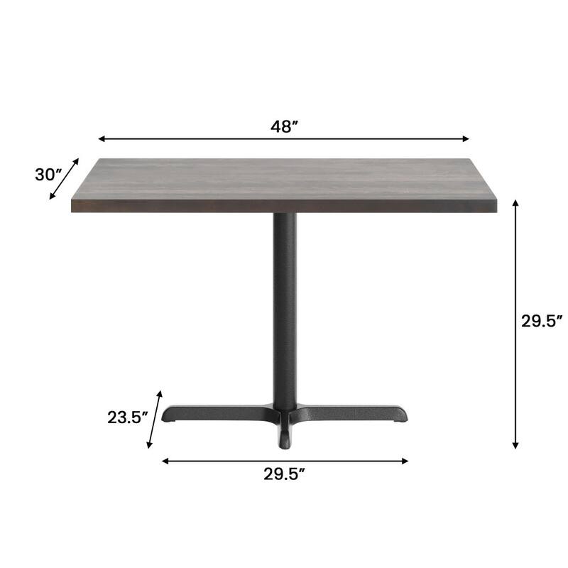 Rectangular Solid Wood Commercial Tabletop w/ 23.75" x 29.5" Dining Height X-Base - 30"W x 48"D x 29.5"H