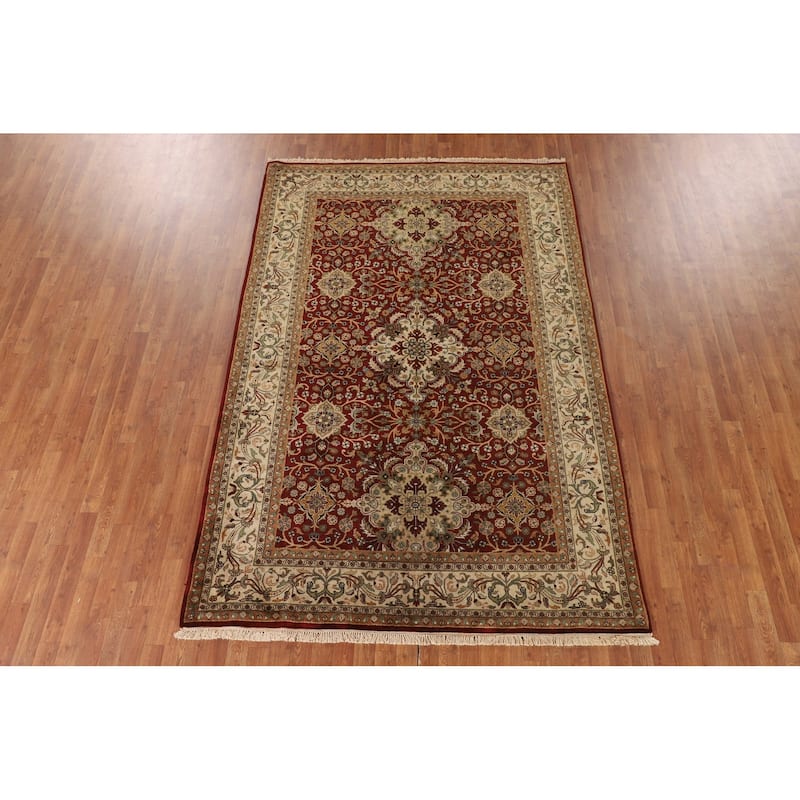 Floral Agra Oriental Area Rug Handmade Wool Carpet - 6'2"x 9'3"