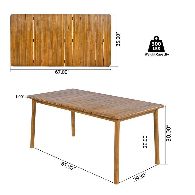Roomfitters Outdoor Dining Set 7 Piece Solid Acacia Wood Table Armchairs Cushioned, Teak Beige