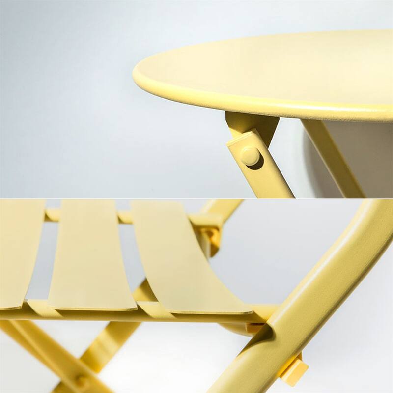 3 Piece Foldable Outdoor Metal Bistro Set with Round Table and Chairs