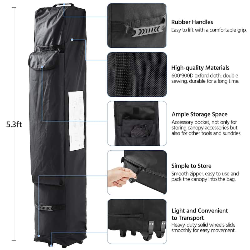 Yaheetech Adjustable Commercial Pop-up Canopy with Wheeled Carry Bag