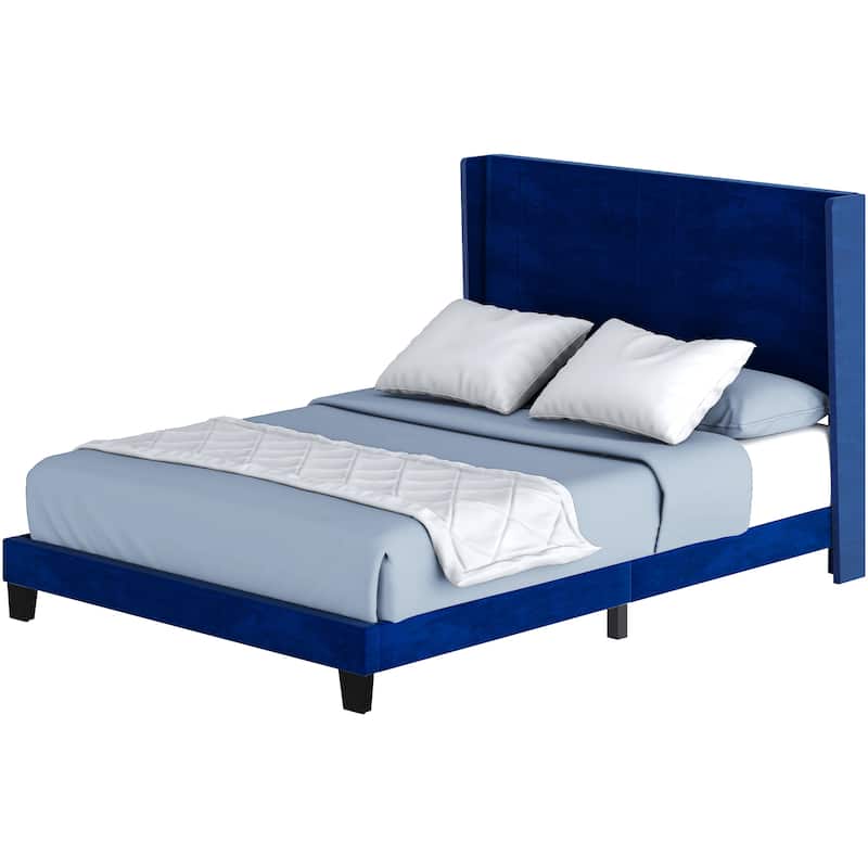 Velvet Upholstered Platform Bed Frame