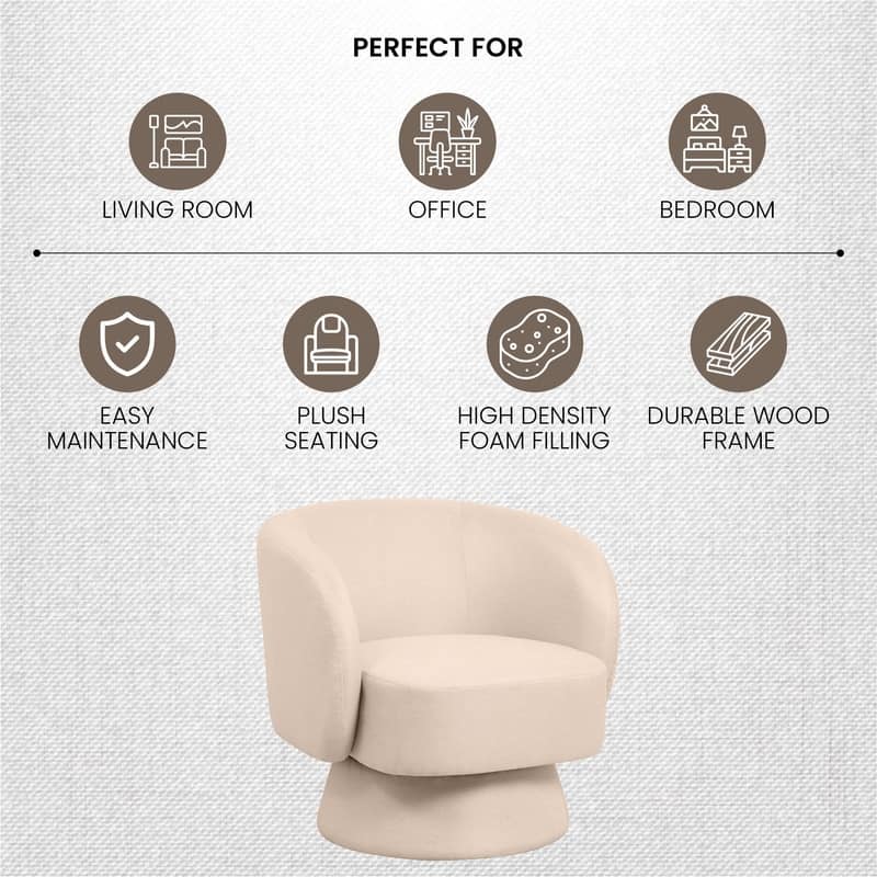 Raze 31" Swivel Accent Armchair Upholstered in Boucle/Velvet/Linen Fabric with Plush Cushioning and Solid Wood Support