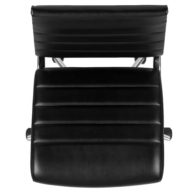 Mid-Back Armless LeatherSoft Contemporary Ribbed Executive Swivel Office Chair