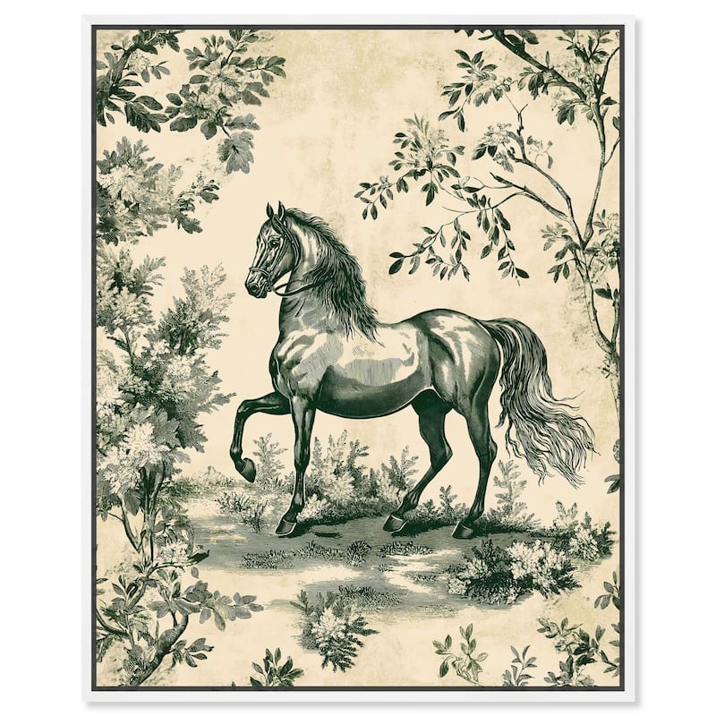 Equestrian Etching Canvas by Art Remedy - 16" x 20" - White