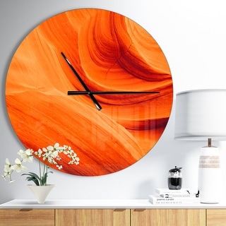 Designart 'Orange Upper Antelope Canyon' Oversized Modern Wall CLock