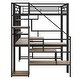 preview thumbnail 15 of 15, Full Size Metal Loft Bed with Storage Staircase and Small Wardrobe