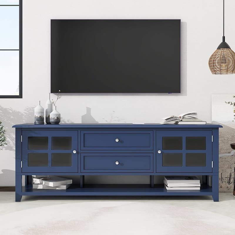 Blue Modern TV Stand for 60-inch TVs - Blue
