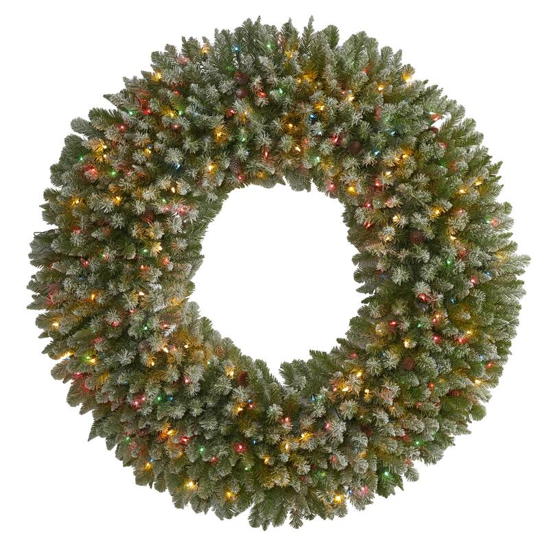 5' Giant Flocked Christmas Wreath with 280 Multicolored Lights