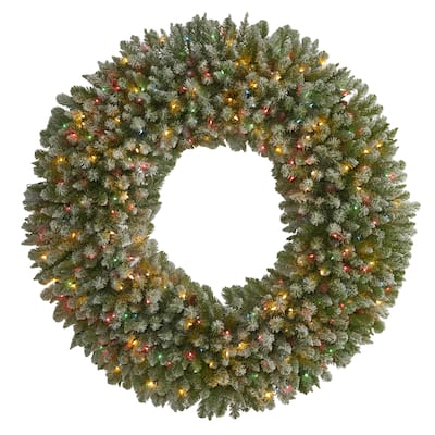 5' Giant Flocked Christmas Wreath with 280 Multicolored Lights