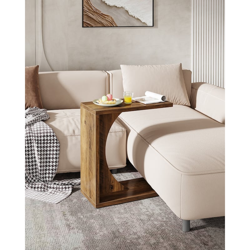 C-Shaped End Table for Couch, Side Table for Small Space