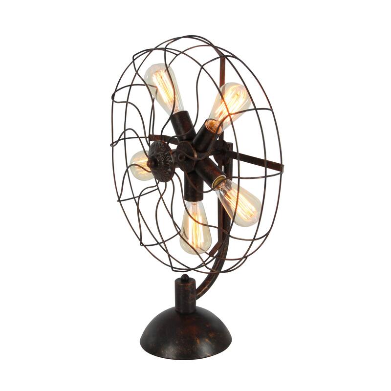 Bronze Metal Vintage Fan Shape 5 Light Accent Lamp - 18 x 24