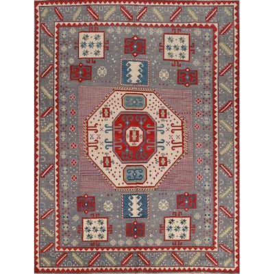 Hand Knotted Oriental 100% Wool Carpet Traditional Medallion Greys & Charcoal Kazak Area Rug - 10' 0'' X 8' 1''