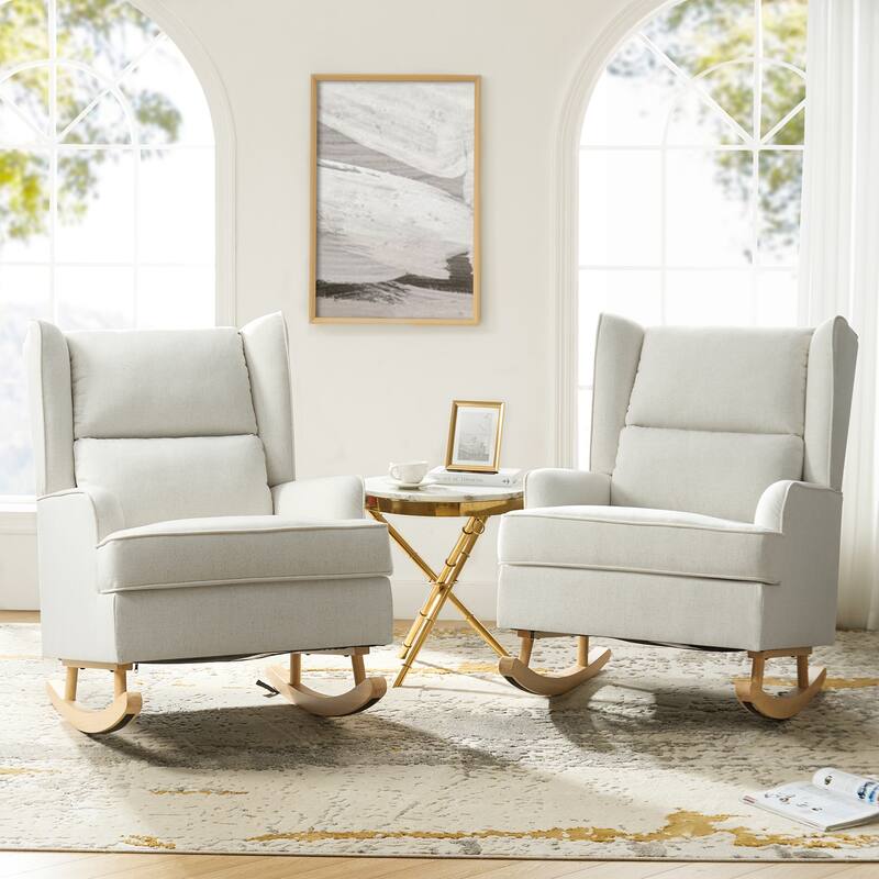 Antolin Modern Rocking Chair with Upholstery Removable Cushions Set of 2 by HULALA HOME