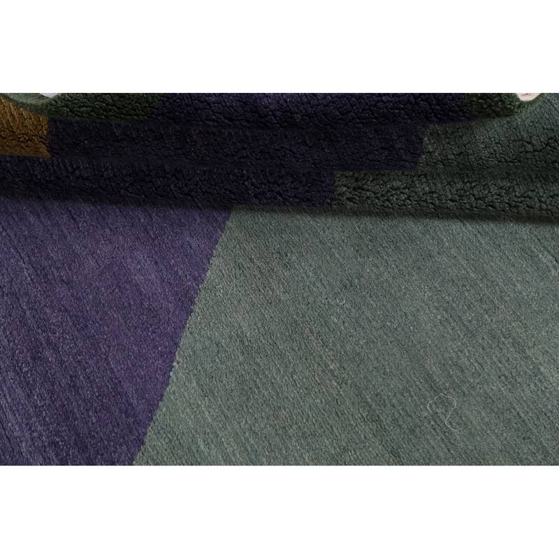 Vegetable Dye Abstract Nepalese Oriental Area Rug Handmade Wool Carpet - 6'2" x 9'3"