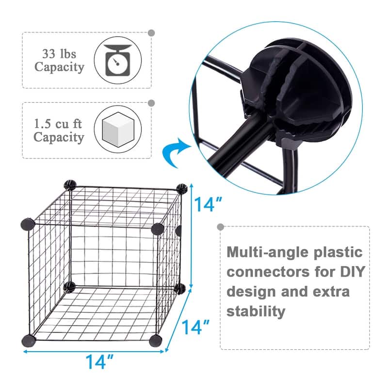 DIY 12 Cube Grid Wire Cube Shelves - 13.8" x 13.8"(L x W)