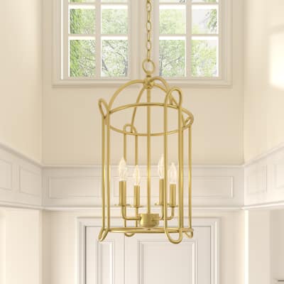 Acroma 4-light Modern Gold Cage Chandelier Drum Dining Lights - 13.87'' D