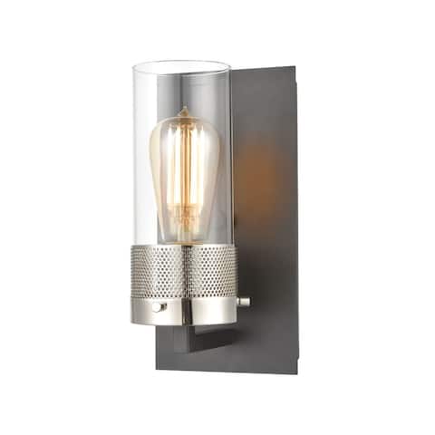 Bergenline 1-Light Vanity Light in Matte Black with Clear Glass