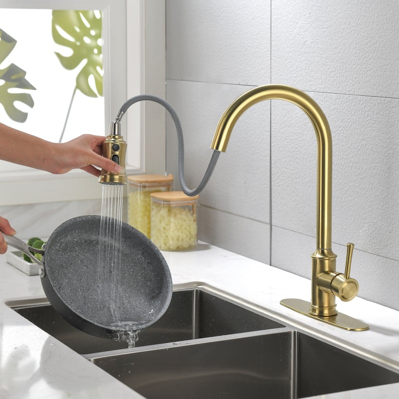 High Arc Stainless Steel Kitchen Faucet with Pull Down Sprayer