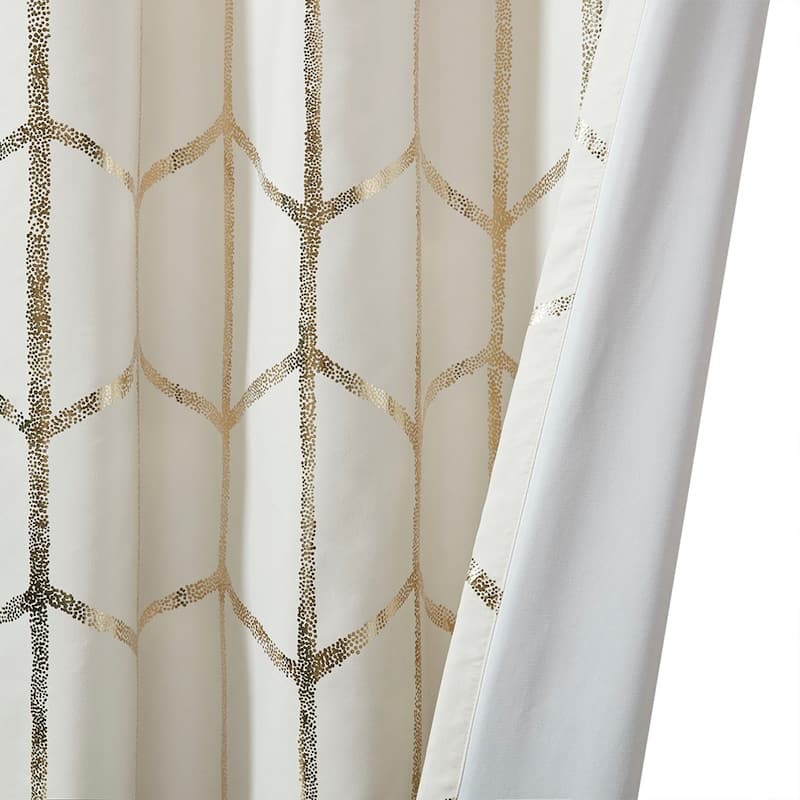 Total Blackout Metallic Print Grommet Top Curtain Panel(Only 1 Pc Panel)