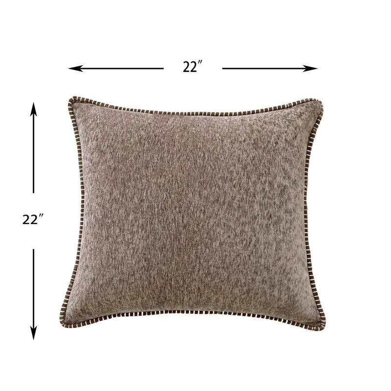 Textured Throw Pillow with Stitched Contrast Edge Set of 2