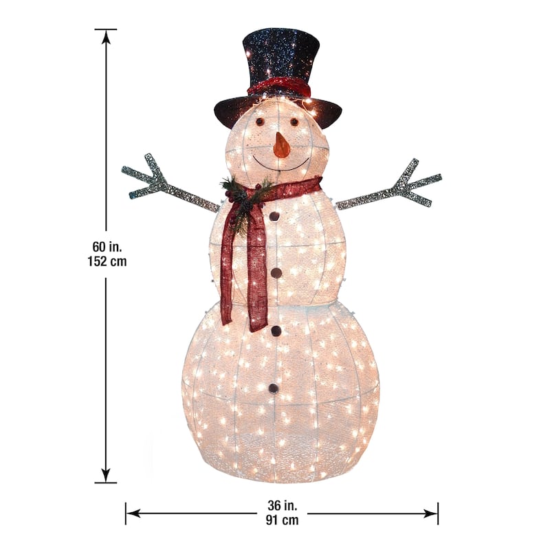 National Tree Company 5 ft. Snowman Decoration With Clear Lights - White - 5 ft