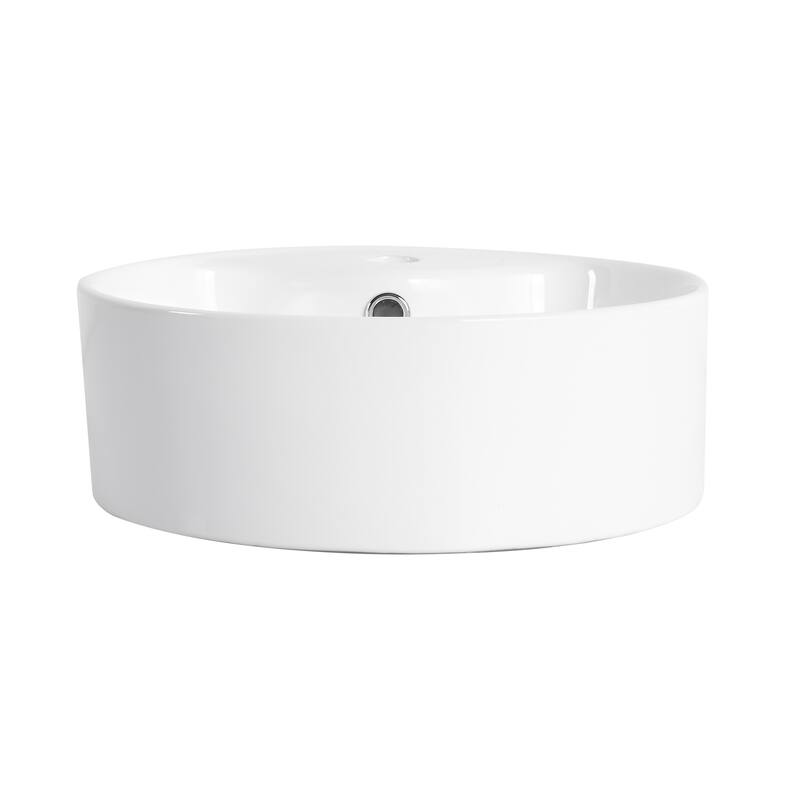 Ceramic Rotundity Above Counter White Bathroom Sink Art Basin