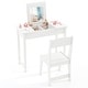 preview thumbnail 1 of 18, Gymax Kids Vanity Table & Chair Set 2-in-1 Princess Makeup Dressing White