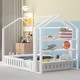 preview thumbnail 1 of 7, Modern Wood House Bed, with Fence and Detachable and Movable Storage Shelves Full White
