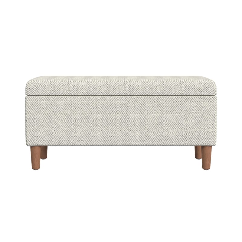 Zia Accent Storage Bench, Cream Chevron Woven Fabric, Brown, 36 Inch