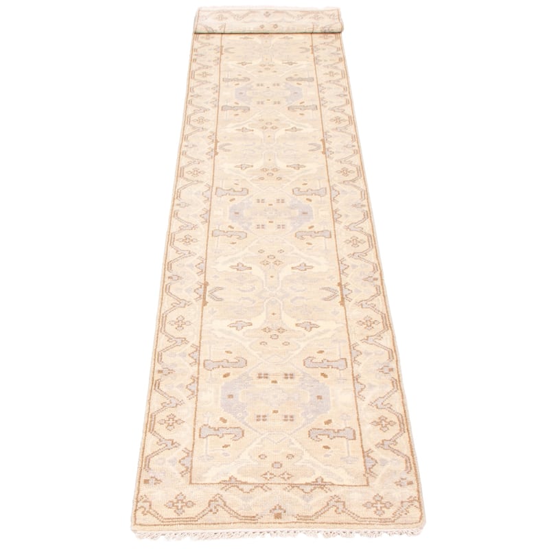 ECARPETGALLERY Hand-knotted Royal Oushak Light Khaki Wool Rug - 2'6 x 13'7