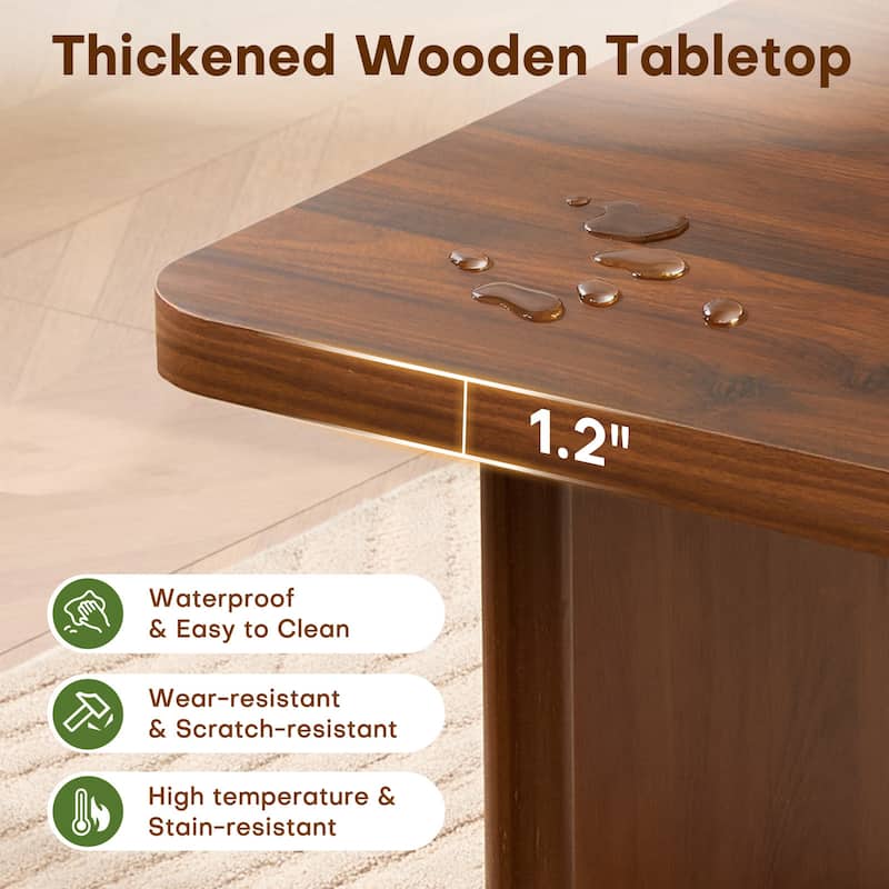 47-Inch Rectangular Center Coffee Table with Solid Pine Wood Legs - 47.24"L x 23.62"W x 17.13"H