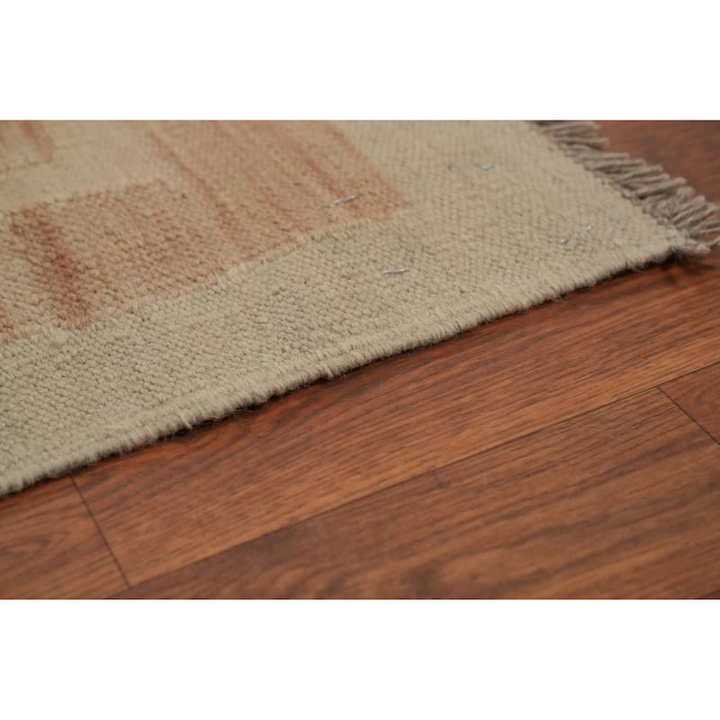 Hand Woven Oriental 100% Wool Carpet Southwestern Tribal Oranges & Rust Kilim Area Rug - 5' 10'' X 4' 0''