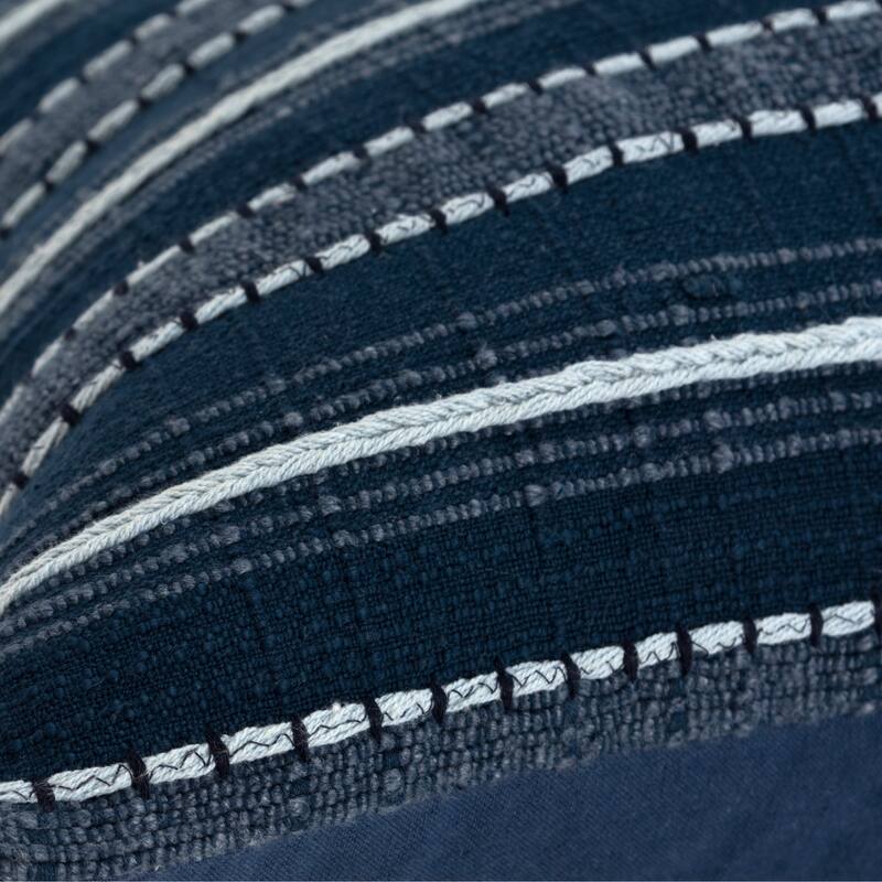 Rizzy Home Embroidered Blue Stripe Throw Pillow Cover