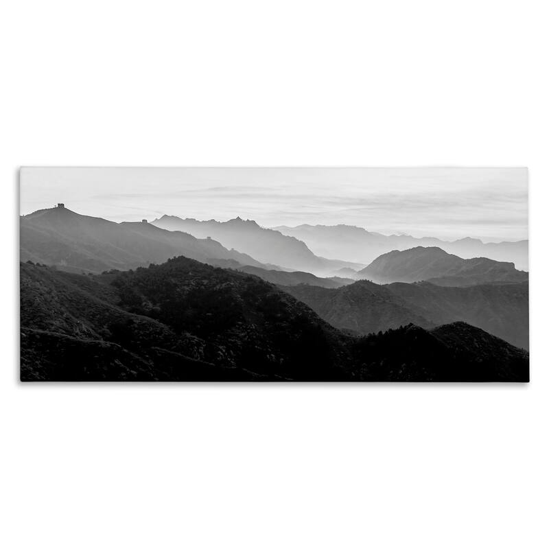Stupell Misty Sky Open Mountain Landscape Black White Photography Canvas Wall Art - 30 x 13