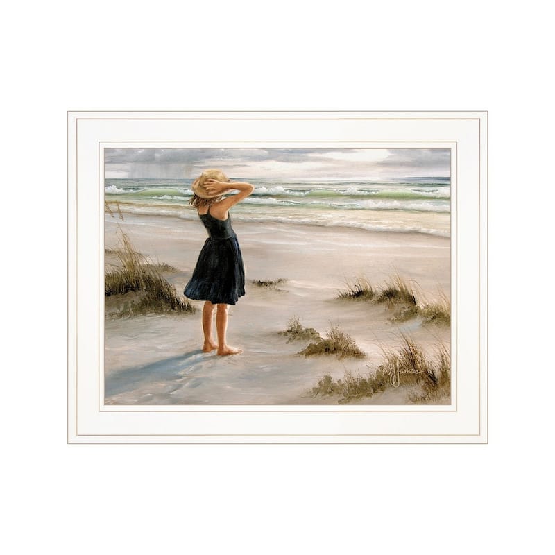 TrendyDecor4U Traditional "Black Dress" Framed Print Wall Art by Georgia Janisse - Blue, Green, White