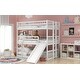 preview thumbnail 14 of 17, Full-Over-Full-Over-Full Triple Bed with Built-in Ladder and Slide , Triple Bunk Bed with Guardrails, Espresso