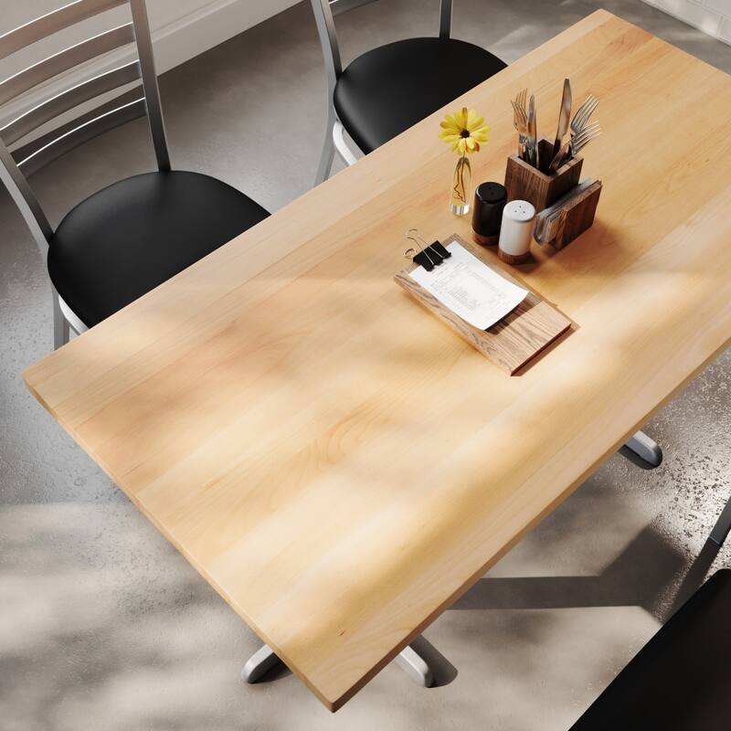 Rectangular Solid Wood Commercial Tabletop with 22" x 22" Dining Height X-Base