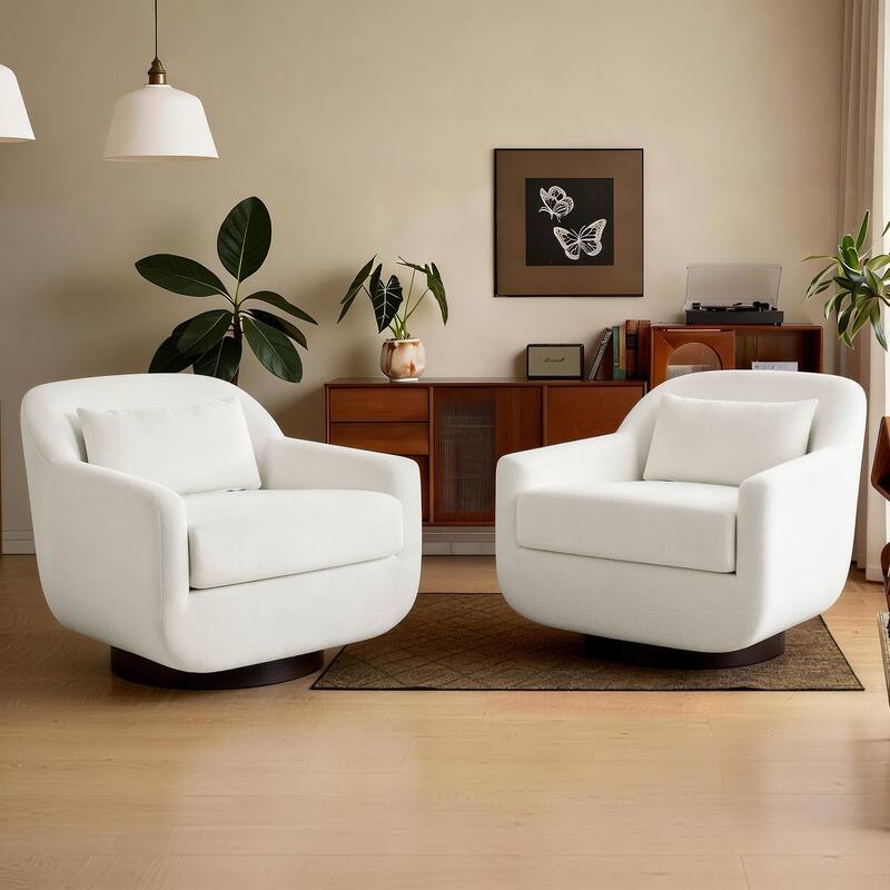 2 Set Modern Chenille Swivel Accent Chairs