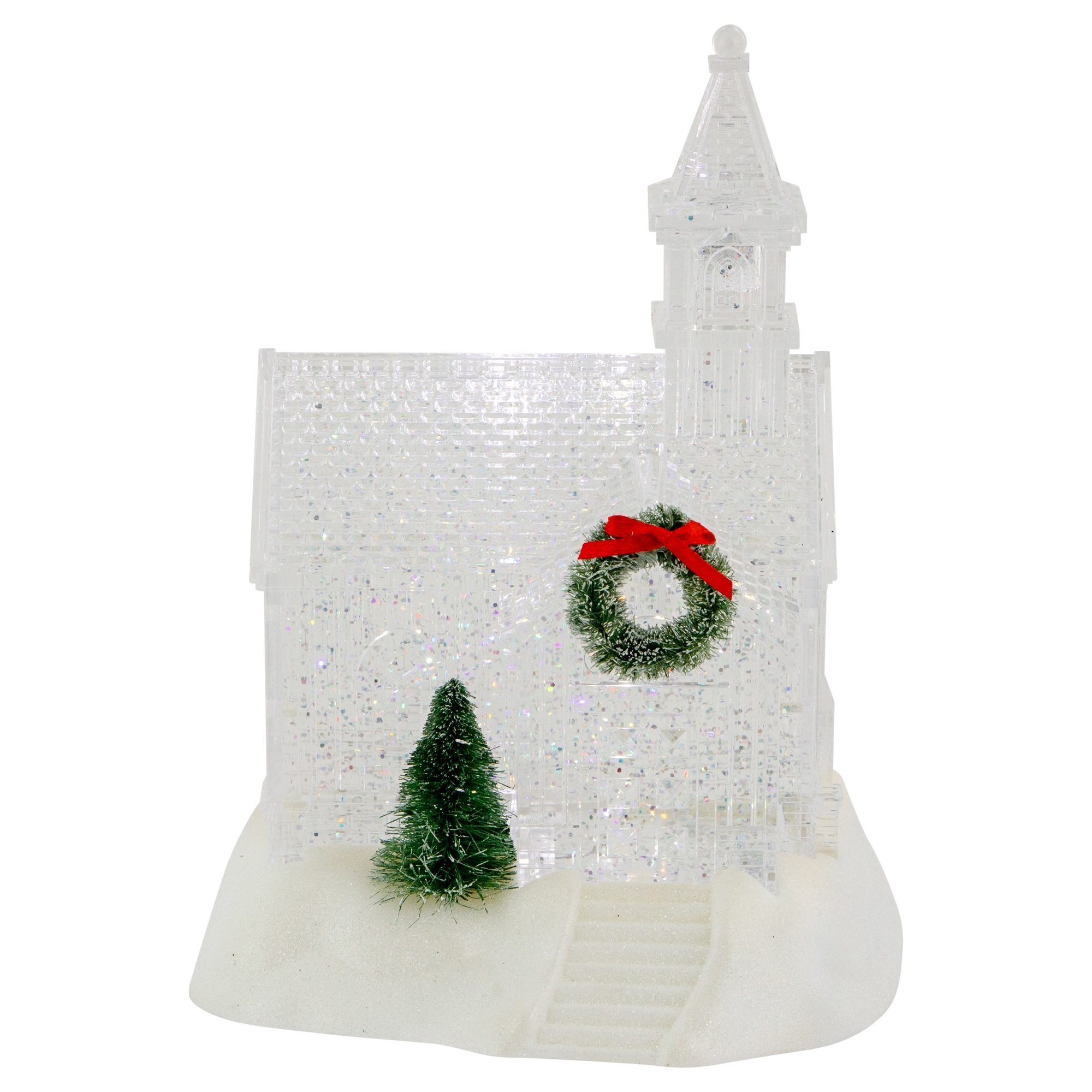 LED Lighted Icy Crystal Glitter Snow Globe Christmas House - 9