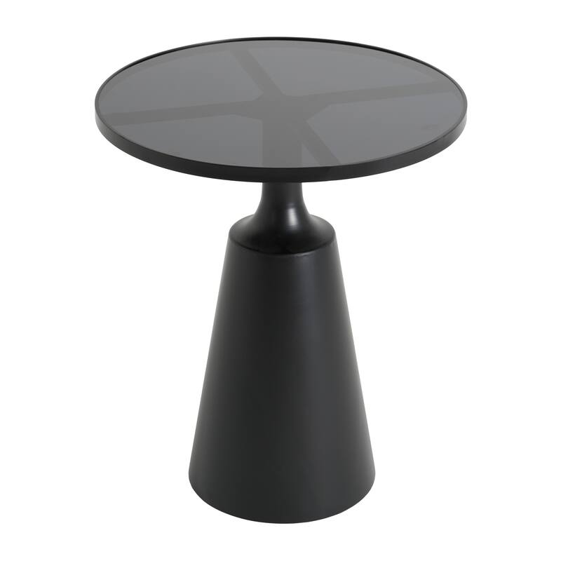 Christopher Knight Home - Lunaro Modern Marble Pattern Top/ Round Glass Top Round Side Table with Black Iron Base