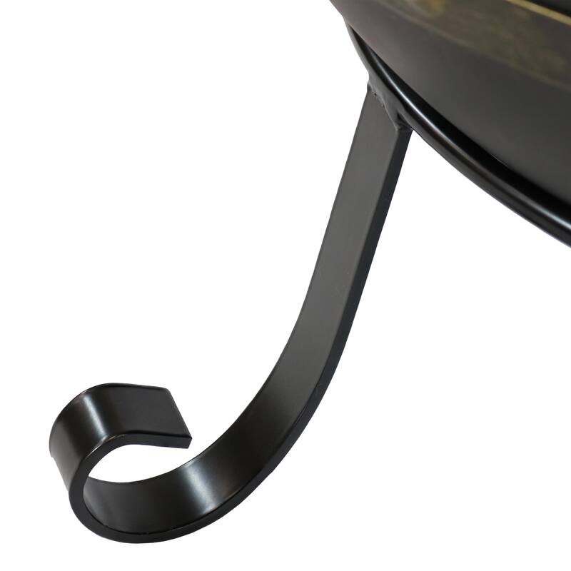 Sunnydaze Victorian Steel Fire Bowl with Handles and Spark Screen