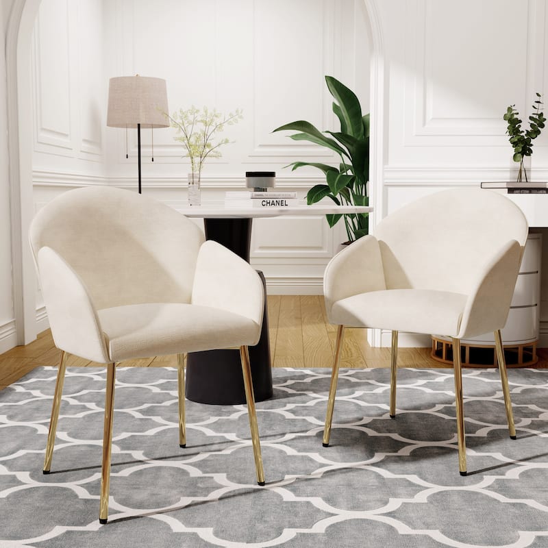 Contemporary Dining Chair Set of 2, Blending Style and Comfort for a Sophisticated Dining Experience. - Beige-1